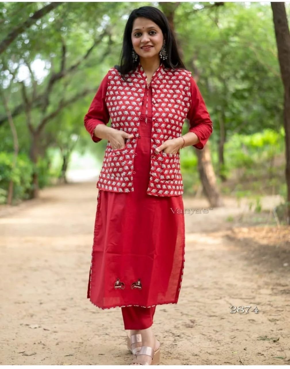Heavy Cotton Kurti Pant Jacket Set